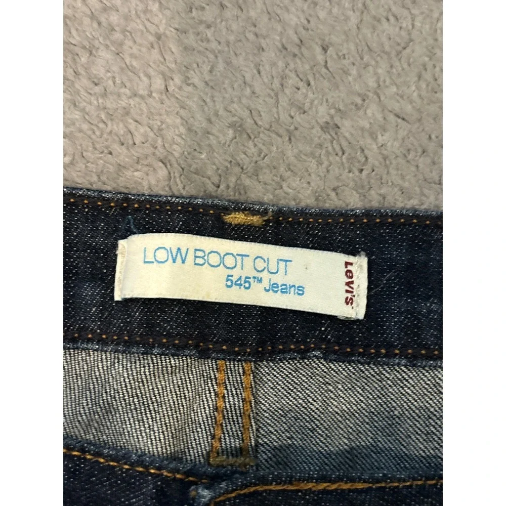 Levis 545 Low Boot Cut Jeans Womens 16 Medium Dark Wash Stretch Denim Blue